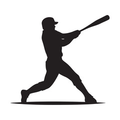 Male baseball player hitting silhouette vector illustration