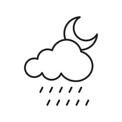 raining nihgt line icon with white background vector stock illustration