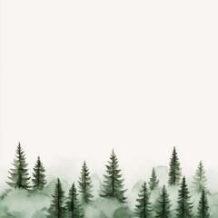 Obraz premium Delicate watercolor forest with soft green hues and misty accents symbolizing calmness nature s elegance and eco-focused aesthetics