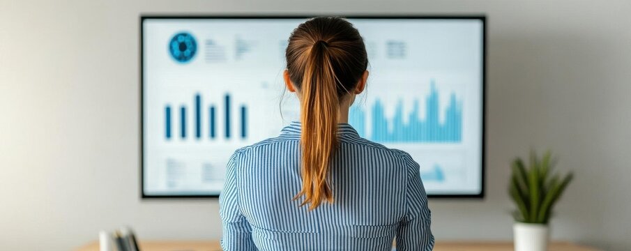 Supply Chain Digital Transformation. Supply chain manager analyzing data on a large screen with AI driven optimization tools in a modern workspace