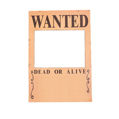 Wild west wanted posters or banner on white background.