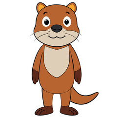 Cute Otter Cartoon On White Background