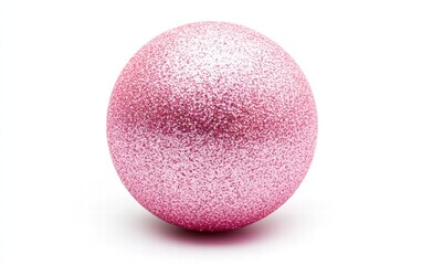 close up pink Christmas ball isolated on white background