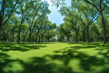 Obraz premium Stunning panoramic view of lush green golf course surrounded by beautiful scenery