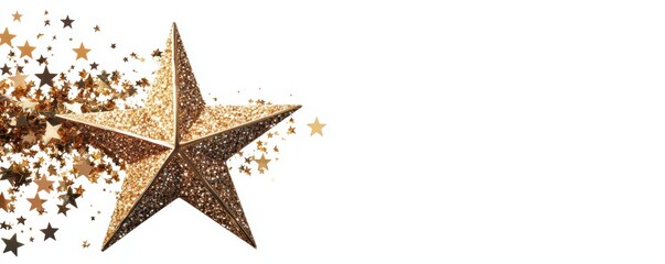 Elegant glittering gold star isolated on white symbolizing recognition awards and the brilliance of outstanding achievements