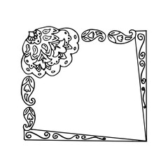 Black and white doodle drawing of a decorative square frame.