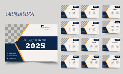 Desh calender 2025 . set of 12 months. template for annual calendar 2025.