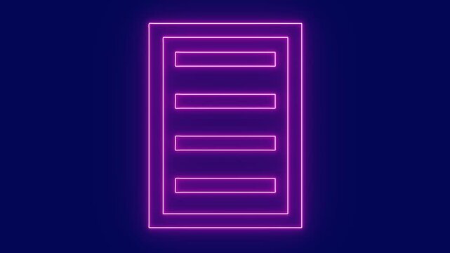 Animated PDF file icon with neon saber effect on color background.