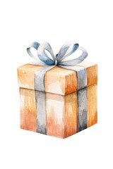 Christmas gift watercolor illustration on white background holiday season art festive decor cheerful vibe artistic rendering