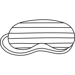 Cute line doodle sleeping mask with horizontal wide stripes. Funny striped eye mask. Hand drawn vector bedtime accessory for comfort dreaming to prevent insomnia isolated on white background.