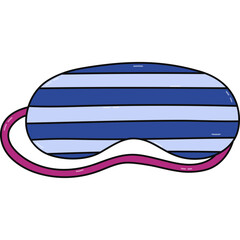 Cute colorful doodle sleeping mask with horizontal wide stripes. Funny girly striped eye mask. Hand drawn vector bedtime accessory for comfort dreaming to prevent insomnia isolated on white.