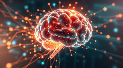 Fototapeta premium Glowing Neural Network, Dreamlike Atmosphere