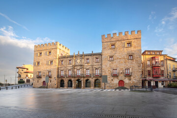Gijon, Spain. View of Revillagigedo Palace located on Plaza del Marques square