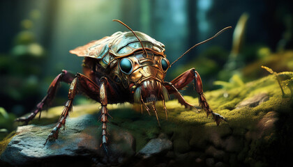 Fototapeta premium close up photo of insects on mossy wood