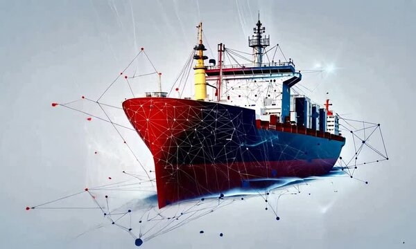 trade ship cargo industry obj low poly ai generated video concept