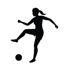 Female Football Player Silhouette Vector Art Illustration