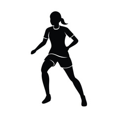 Female Football Player Silhouette Vector Art Illustration