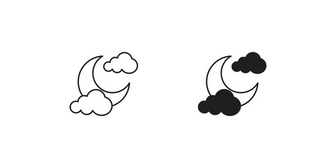 cloudy night set icon with white background vector stock illustration
