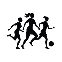 Female Football Player Silhouette Vector Art Illustration