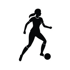 Female Football Player Silhouette Vector Art Illustration