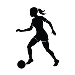 Female Football Player Silhouette Vector Art Illustration