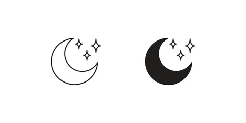 starry night set icon with white background vector stock illustration