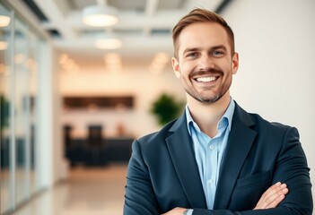 Fototapeta premium Portrait of a male salesman in a modern office