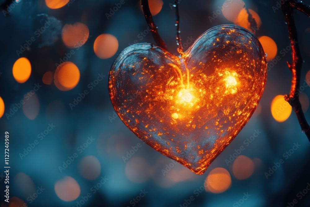 Fototapete interactive light heart bokeh featuring airy patterns and glowing transitions for immersive designs.