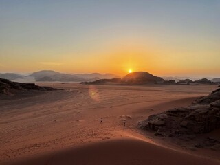 sunset in wadi rum