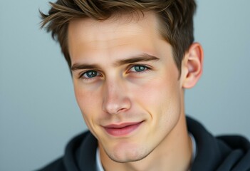 Fototapeta premium Half-length portrait of a calm male face