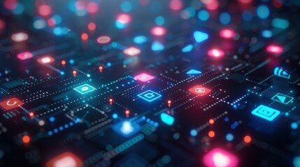 Abstract Digital Network Showing Data Flow And Connections