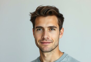 Fototapeta premium Half-length portrait of a 30-year-old male with a neutral expression