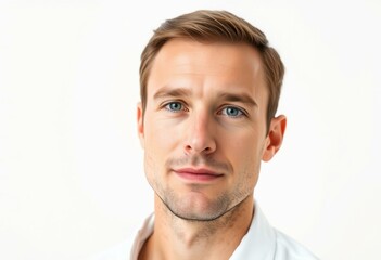 Fototapeta premium Half-length portrait of a 30-year-old male with neutral expression