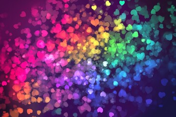 A colorful mini hearts abstract bokeh background