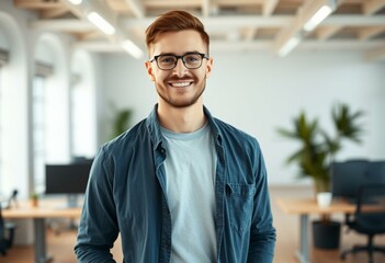 Obraz premium Portrait of a male engineer with a confident smile