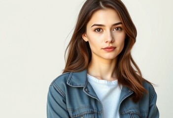Fototapeta premium Half-length portrait of a young woman with a neutral expression