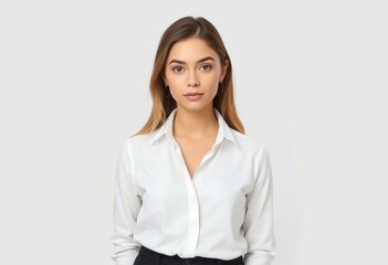 Half-length portrait of a calm female