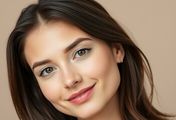 Naklejka premium Half-length portrait of a calm female model
