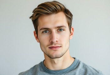 Fototapeta premium Half-length portrait of a male with neutral expression