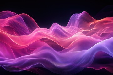 Fototapeta premium Abstract art depicting flowing, luminous waves of pink and purple, creating a dreamy, ethereal effect.