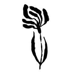 Grunge Dry Brush Ink Wild Flower