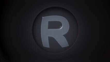 R. Letter r of the alphabet being dynamically revealed in circular transitions with zoom in the middle. Loop 4k.