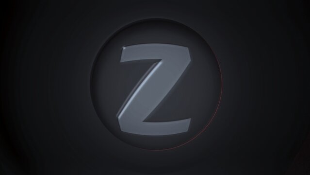 Z. Letter z of the alphabet being dynamically revealed in circular transitions with zoom in the middle. Loop 4k.