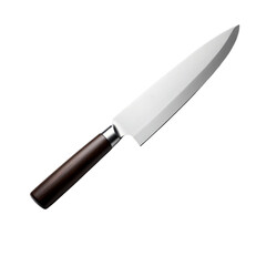 PNG of A sleek chef's knife with a polished blade and wooden handle, perfect for culinary tasks on transparent background.