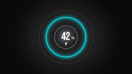 Loading screen at 42%, screen cell phone display while charging battery 42%.
