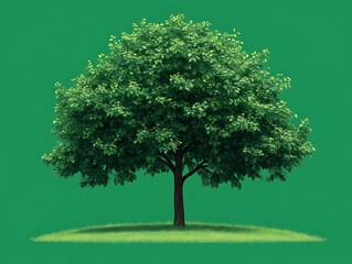 Lush green tree stands tall in grassy field