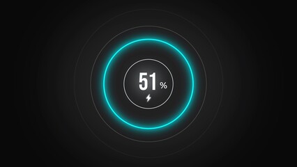 Loading screen at 51%, screen cell phone display while charging battery 51%.