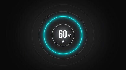 Loading screen at 60%, screen cell phone display while charging battery 60%.