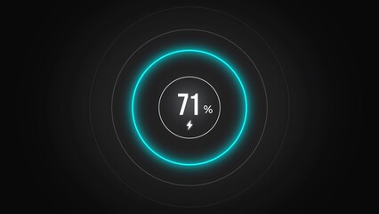 Loading screen at 71%, screen cell phone display while charging battery 71%.