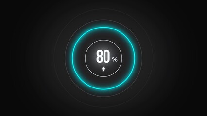 Loading screen at 80%, screen cell phone display while charging battery 80%.
